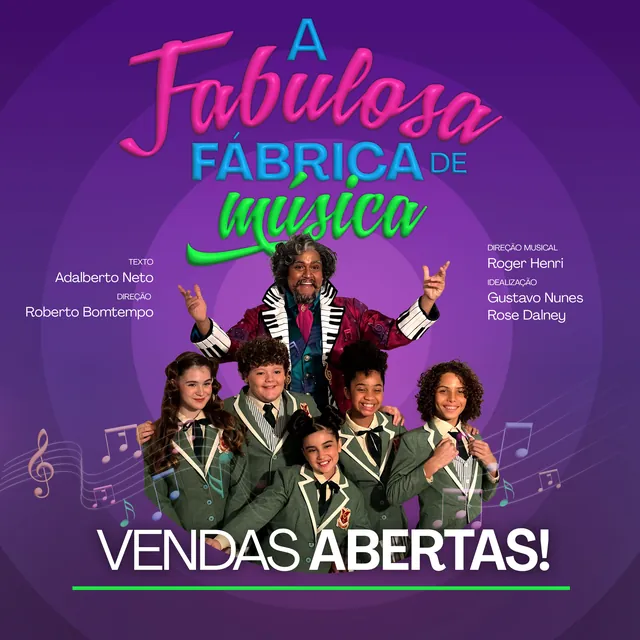 Arte para redes sociais da A Fabulosa Fábrica de Música: Vendas abertas