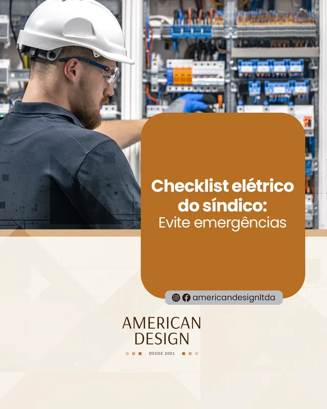 Arte para redes sociais da American Design: Checklist elétrico do síndico