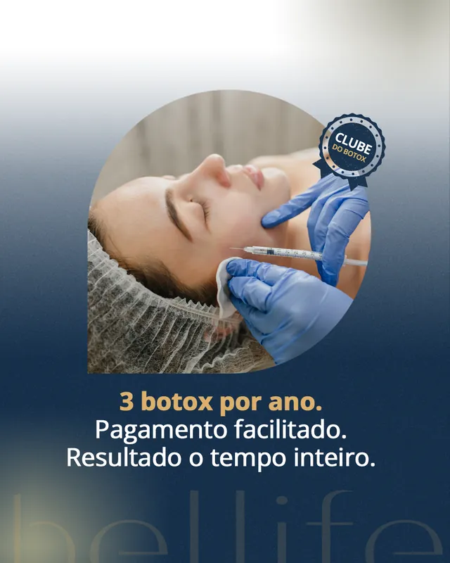 Arte para redes sociais da Bellife Macapá: 3 botox por ano com pagamento facilitado