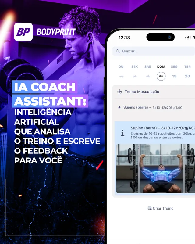 Arte para redes sociais da BodyPrint: IA Coach Assistant