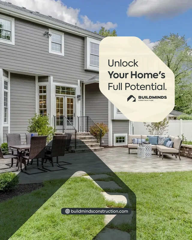Arte para redes sociais da BuildMinds Construction: Unlock your home's full potential