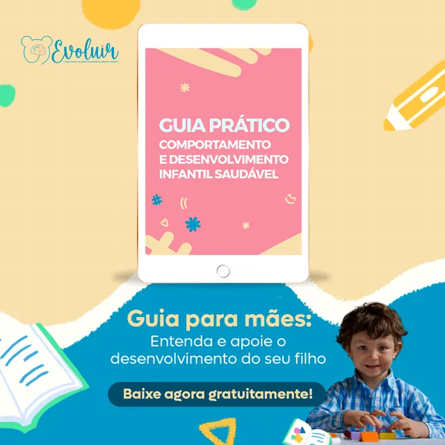 Clínica Evoluir social media artwork: Practical guide for moms