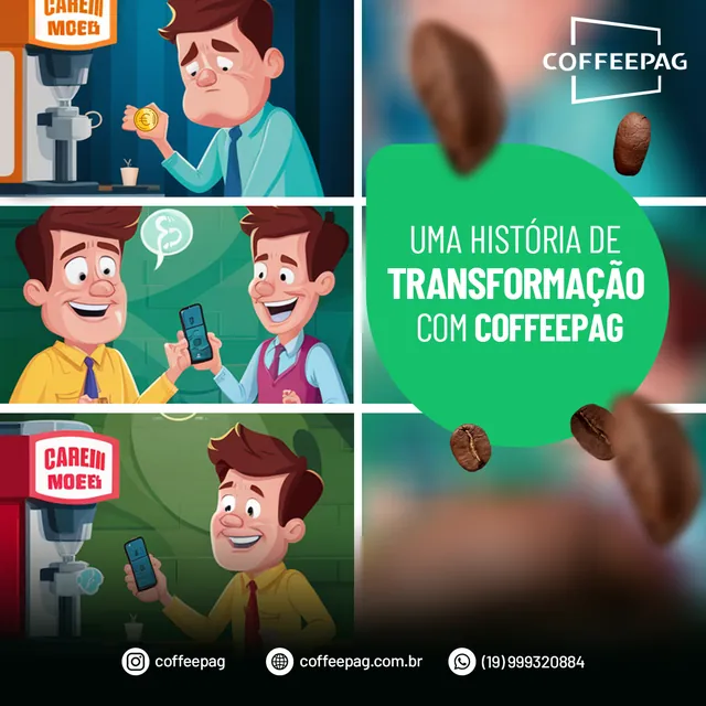 Arte para redes sociais da CoffeePag: Uma história de transformação