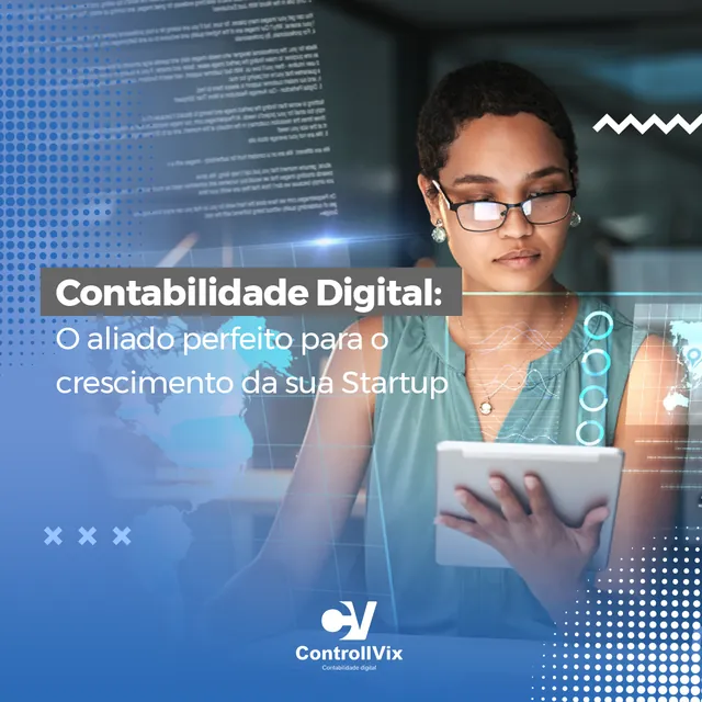 Arte para redes sociais da ControllVix: Contabilidade digital para startups