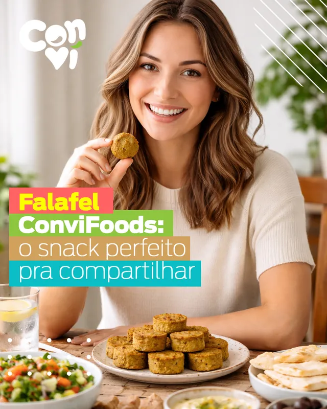 Arte para redes sociais da ConviFoods: Falafel ConviFoods para compartilhar