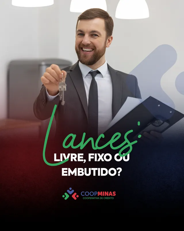 Arte para redes sociais da Coopminas: Lances: livre, fixo ou embutido?