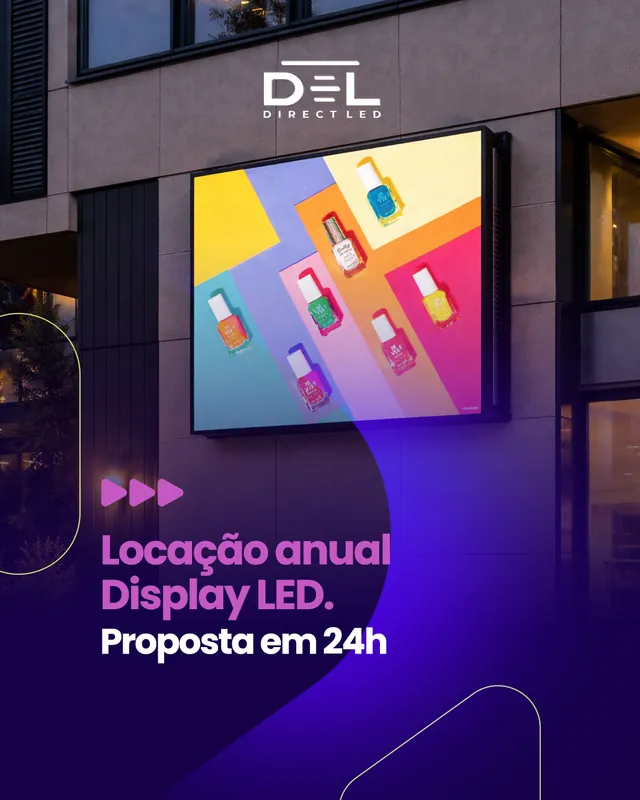 Arte para redes sociais da DirectLed: Locação anual de display de LED