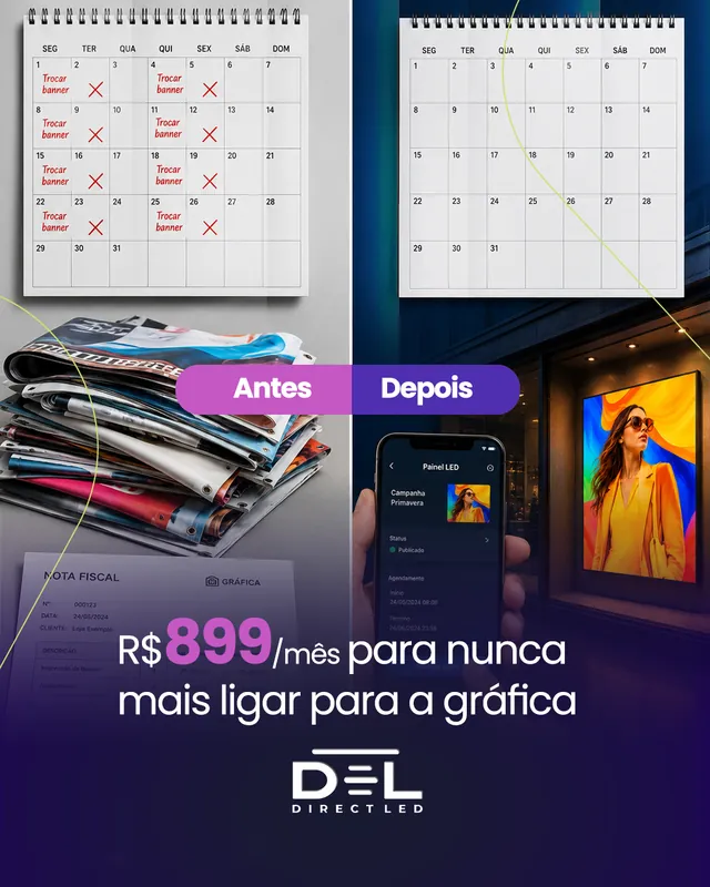 Arte para redes sociais da DirectLed: R$ 899 por mês para não depender da gráfica