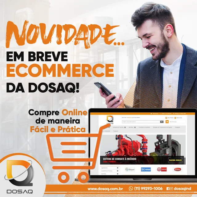 Arte para redes sociais da Dosaq: Em breve, o e-commerce da Dosaq