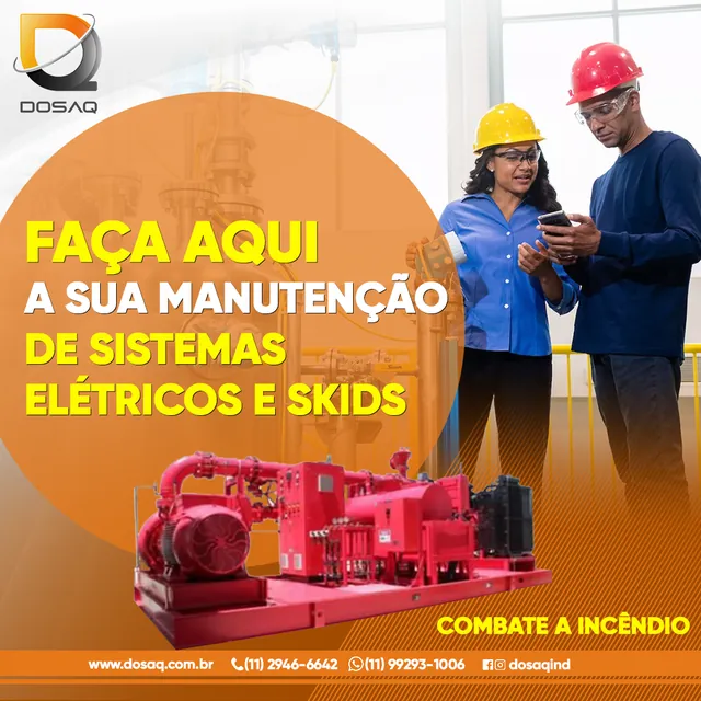 Arte para redes sociais da Dosaq: Manutenção de sistemas elétricos e skids