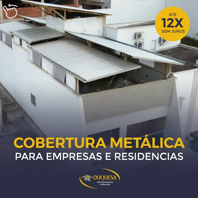 Arte para redes sociais da Duquesa Estruturas: Cobertura metálica para empresas e residências