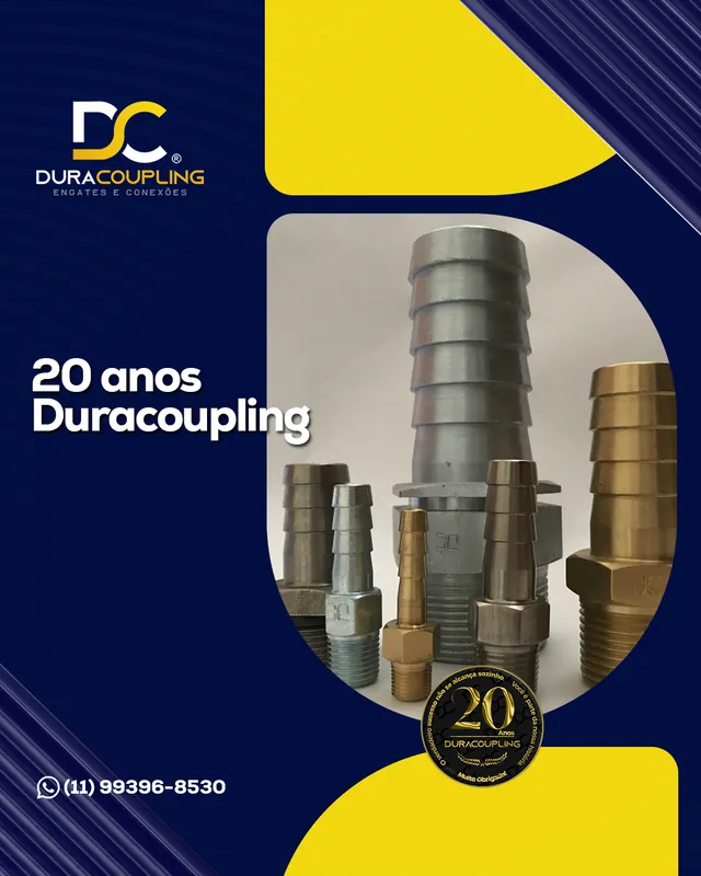 Arte para redes sociais da Duracoupling: 20 anos Duracoupling
