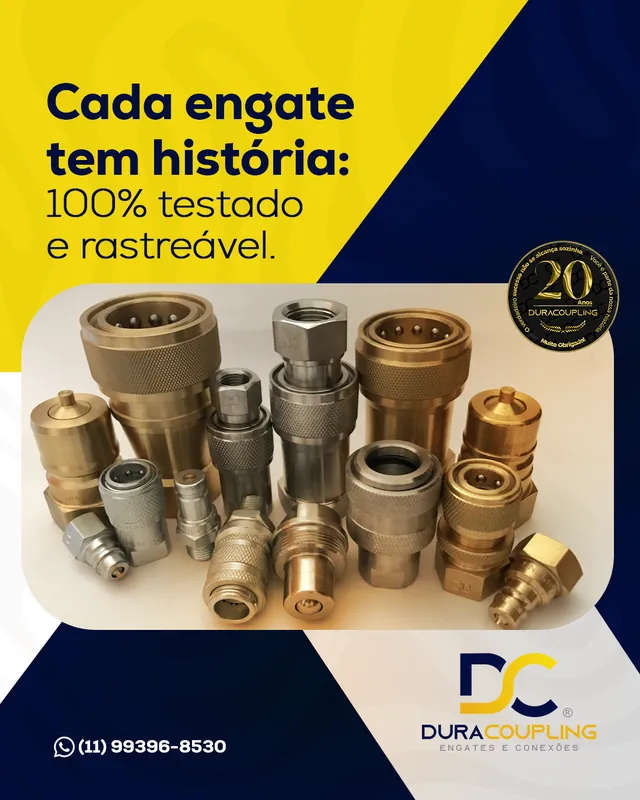 Arte para redes sociais da Duracoupling: Cada engate tem história: 100% testado