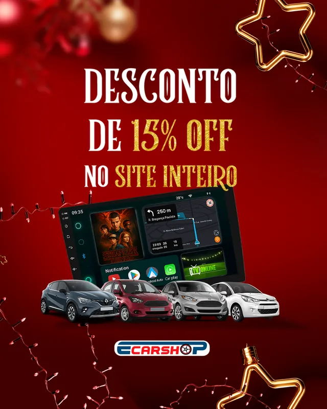 Arte para redes sociais da Ecarshop: 15% de desconto no site inteiro