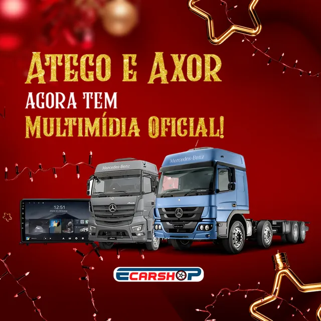 Arte para redes sociais da Ecarshop: Atego e Axor agora têm multimídia oficial