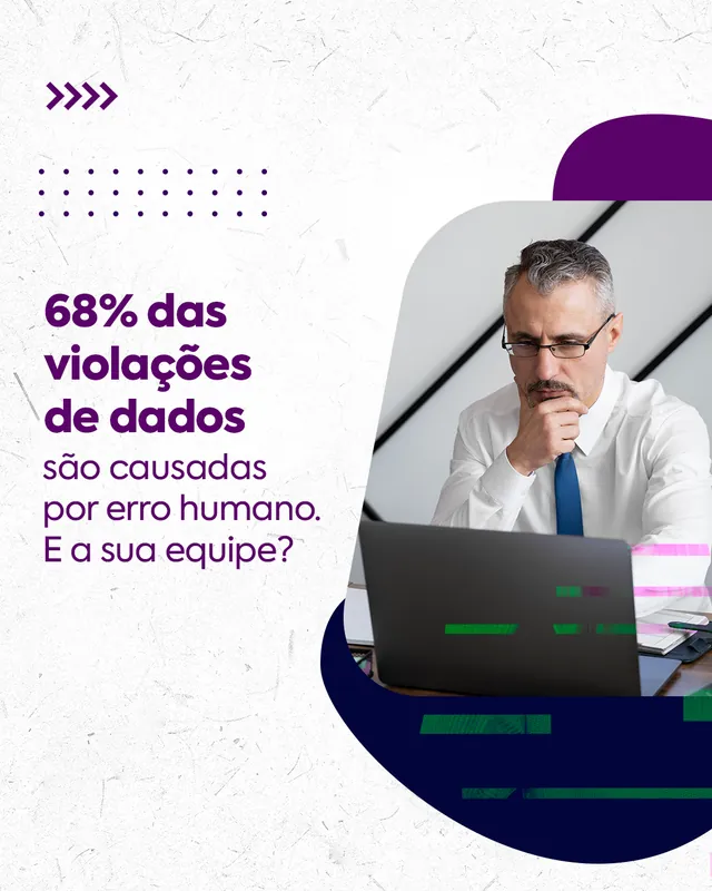 Arte para redes sociais da Equipe4Web: 68% das violações são erro humano