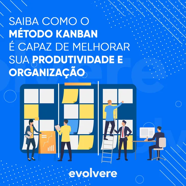 Arte para redes sociais da Evolvere: Método Kanban para produtividade