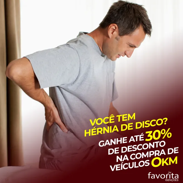 Arte para redes sociais da Favorita Veículos: Você tem hérnia de disco?