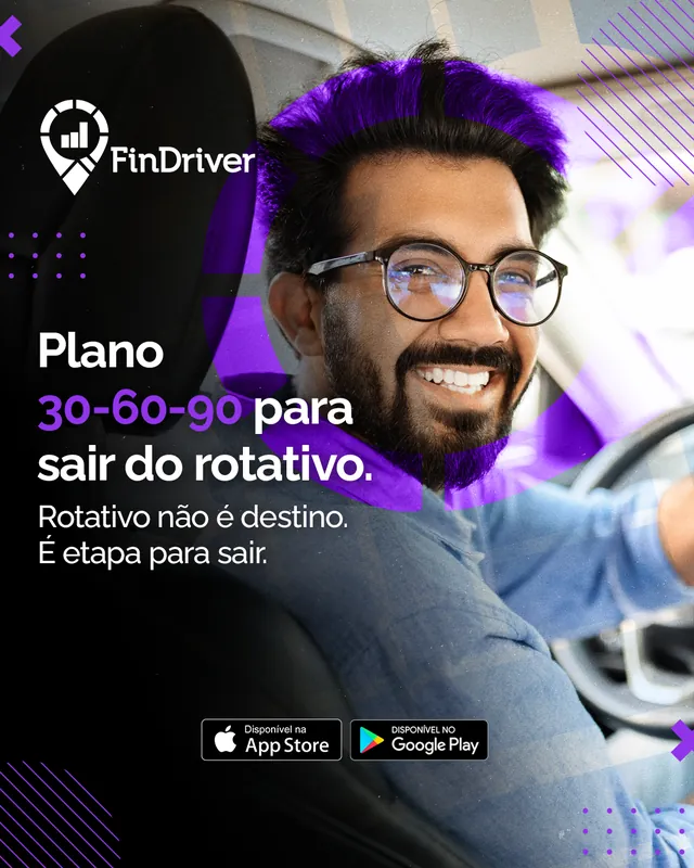 Arte para redes sociais da FinDriver: Plano 30-60-90 para sair do rotativo
