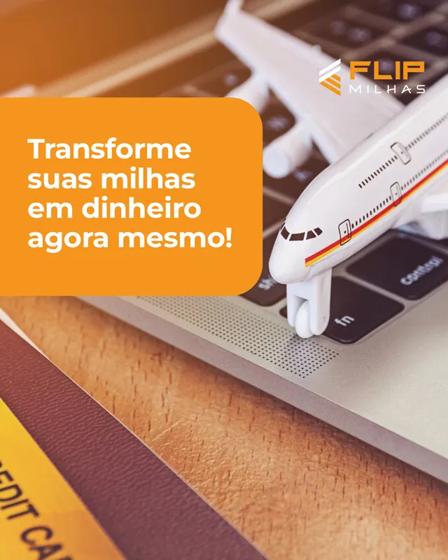 Arte para redes sociais da Flip Milhas: Transforme suas milhas em dinheiro