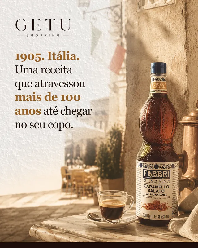 Arte para redes sociais da Getu Shopping: 1905, Itália: uma receita de mais de 100 anos