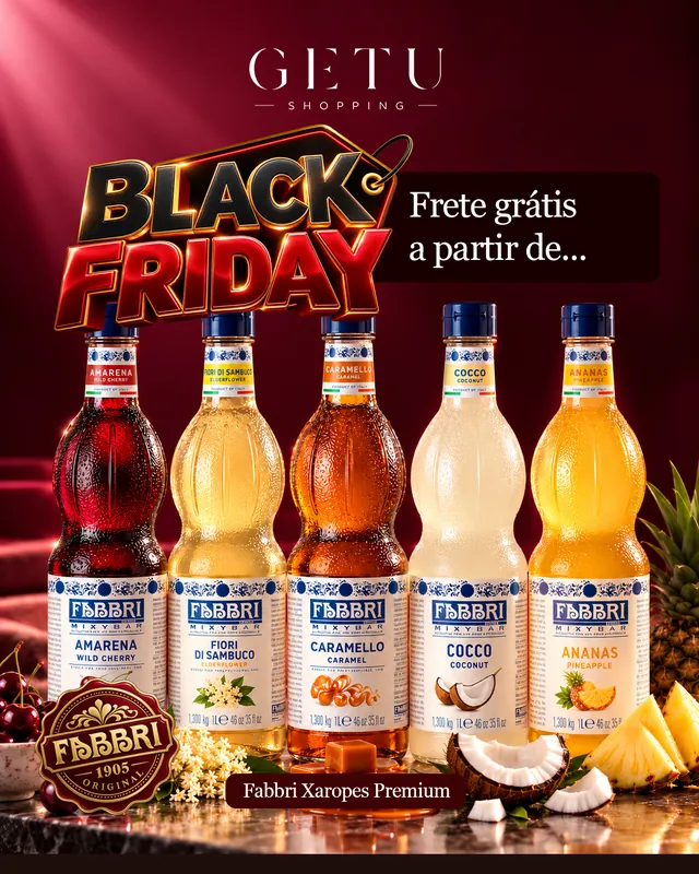 Arte para redes sociais da Getu Shopping: Black Friday com frete grátis