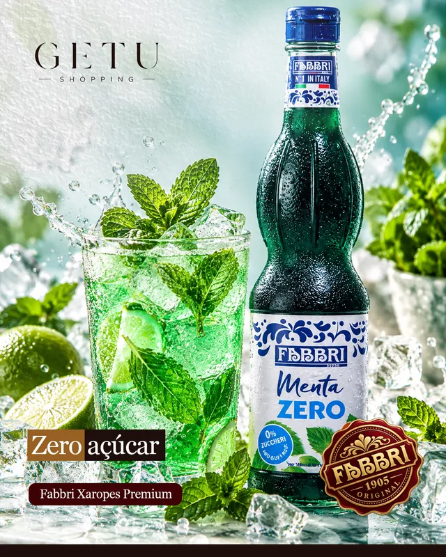 Arte para redes sociais da Getu Shopping: Menta zero açúcar