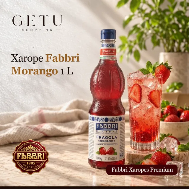 Arte para redes sociais da Getu Shopping: Xarope Fabbri Morango 1 L