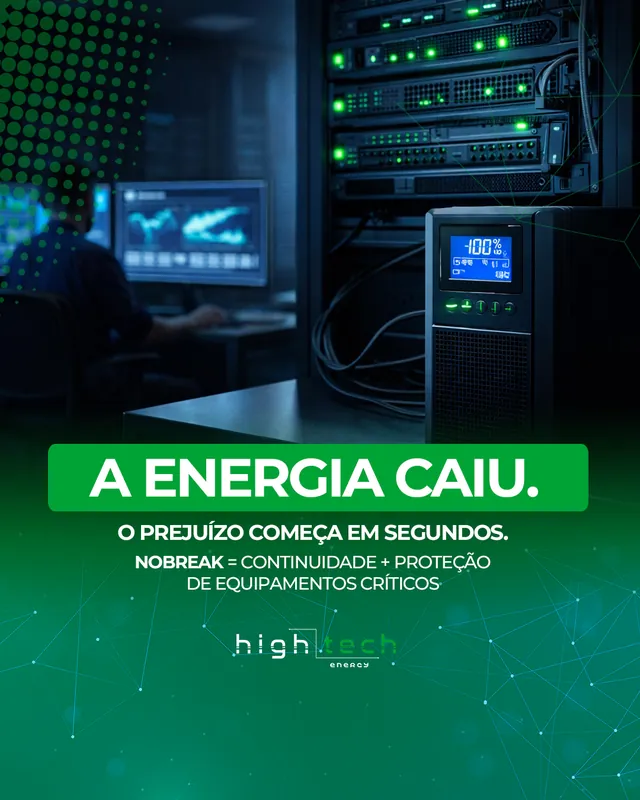 Arte para redes sociais da High Tech Energy: A energia caiu