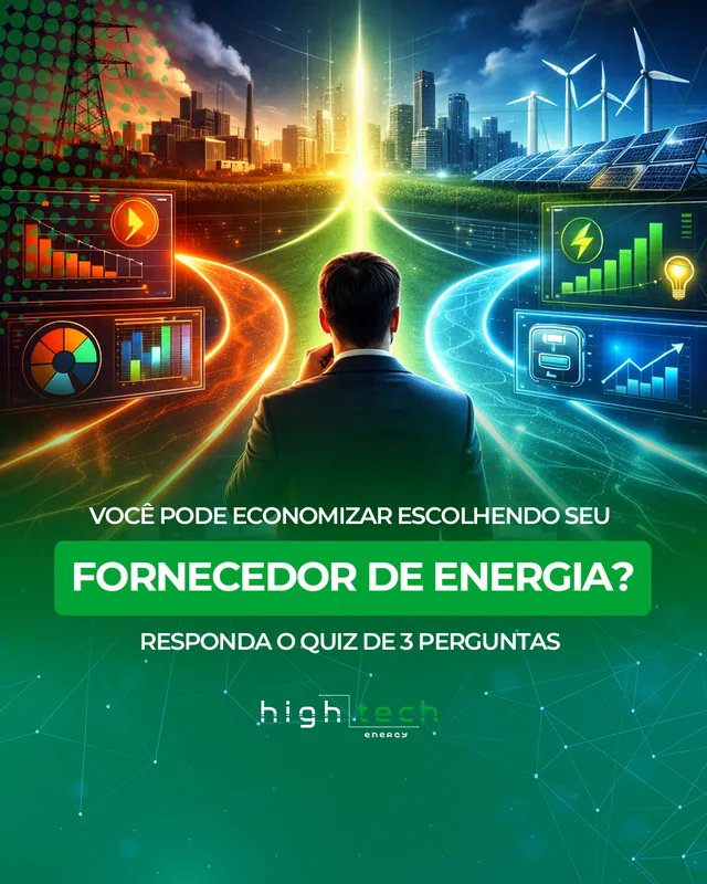 Arte para redes sociais da High Tech Energy: Você pode economizar escolhendo seu fornecedor de energia