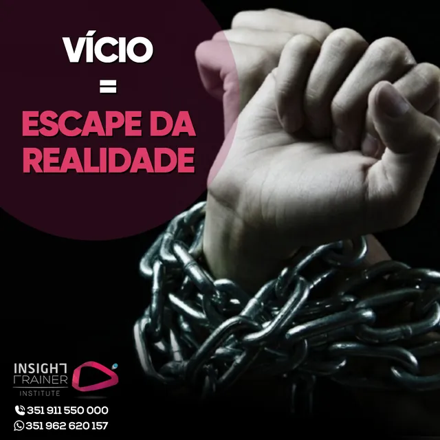 Arte para redes sociais da Insight Hipnoterapia: Vício é escape da realidade