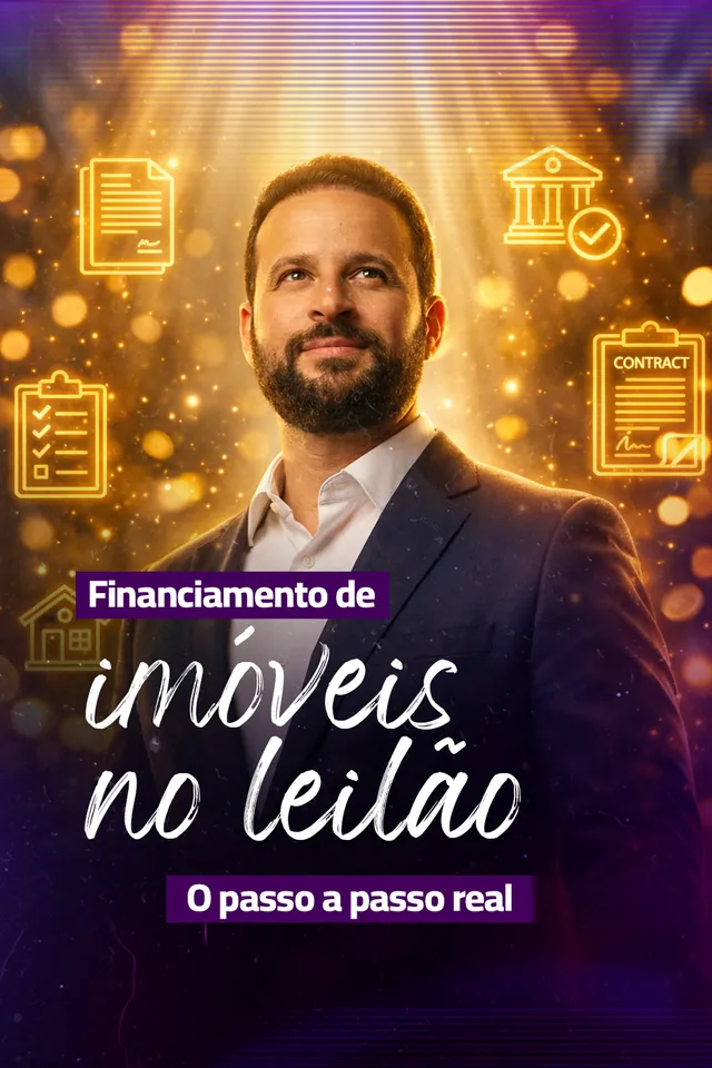 Arte para redes sociais da JM Assessoria Imobiliária: Financiamento de imóveis no leilão
