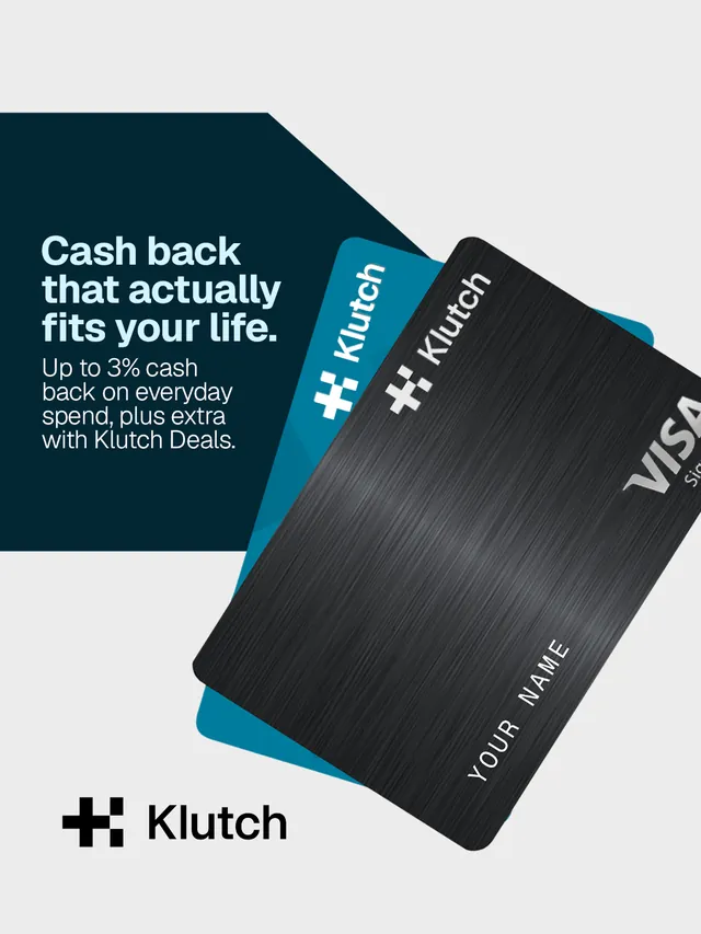 Arte para redes sociais da Klutch: Cash back that actually fits your life