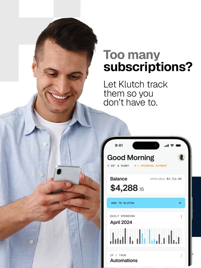 Arte para redes sociais da Klutch: Too many subscriptions?