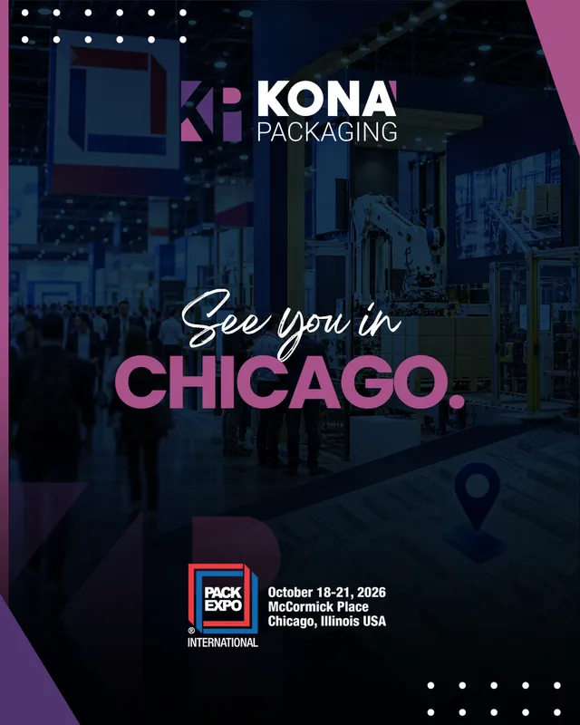 Arte para redes sociais da Kona Packaging: Até Chicago