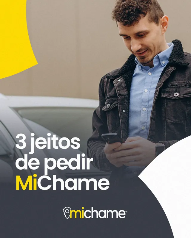 Arte para redes sociais da MiChame: 3 jeitos de pedir MiChame