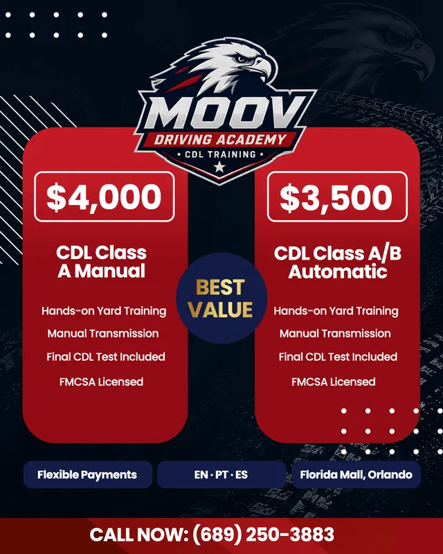 Arte para redes sociais da Moov Driving Academy: Comparativo de planos: CDL manual e automática