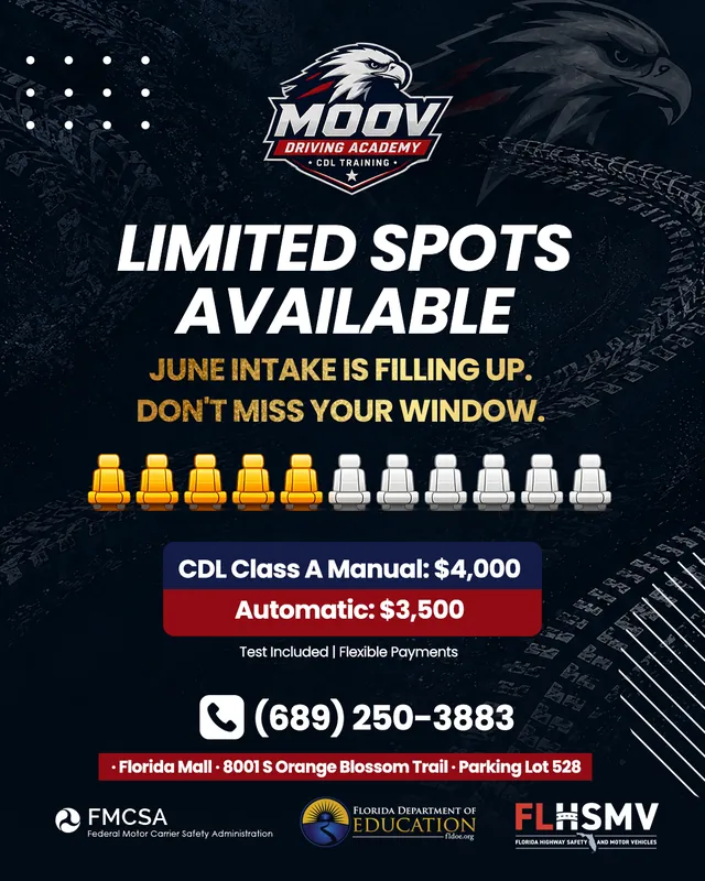 Arte para redes sociais da Moov Driving Academy: Escola com tripla certificação