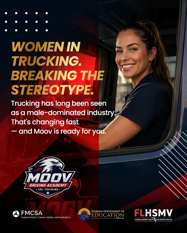 Arte da Moov Driving Academy: Mulheres no transporte rodoviário