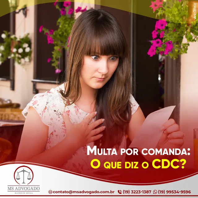 Arte para redes sociais da MS Advogados: Multa por comanda: o que diz o CDC?