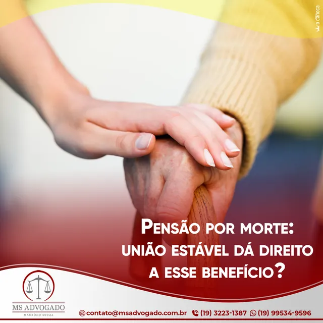 Arte para redes sociais da MS Advogados: Pensão por morte: união estável dá direito?
