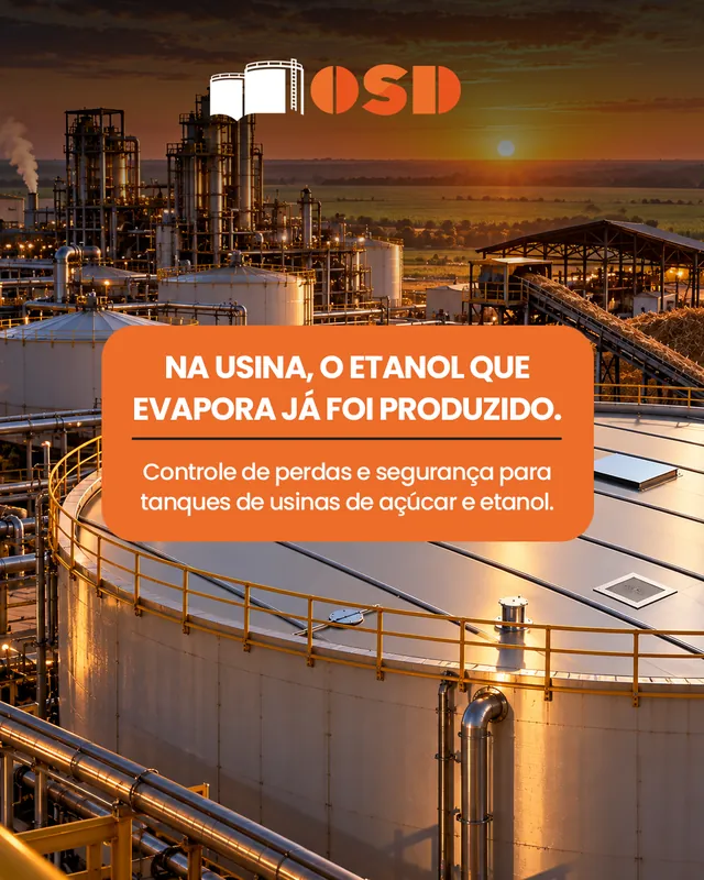 Arte para redes sociais da OSD Indústria: Na usina, o etanol que evapora já foi produzido