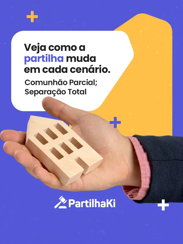 Arte para redes sociais da PartilhaKi: A partilha muda em cada regime de bens