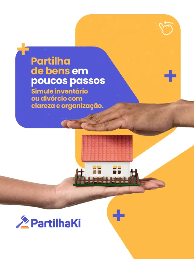 Arte para redes sociais da PartilhaKi: Partilha de bens em poucos passos