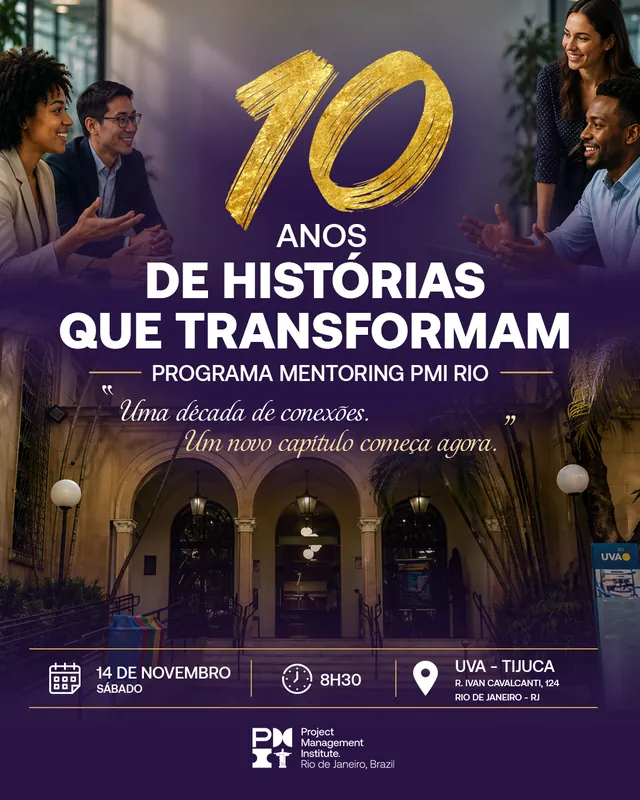 Arte para redes sociais da PMI Rio: Faltam 4 dias para o Prêmio PMI-RJ