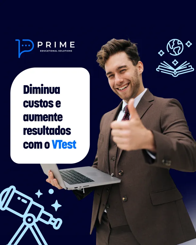 Arte para redes sociais da Prime: Diminua custos com o VTest