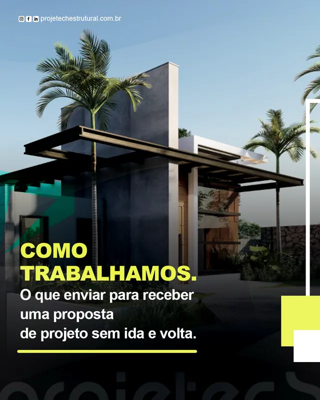 Arte para redes sociais da Projetech Estrutural: O que enviar para receber uma proposta