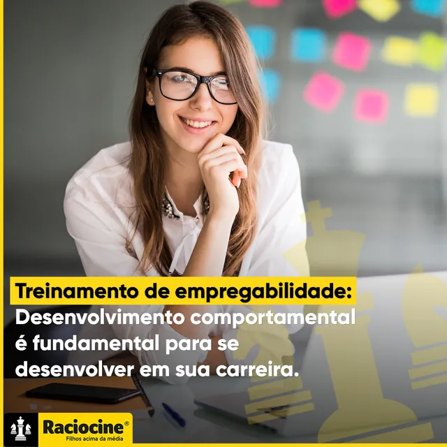 Arte para redes sociais da Raciocine: Treinamento de empregabilidade