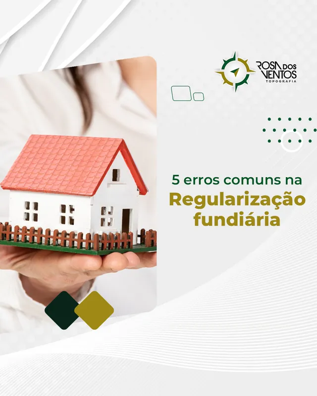 Arte para redes sociais da Rosa dos Ventos Topografia: 5 erros comuns na regularização fundiária
