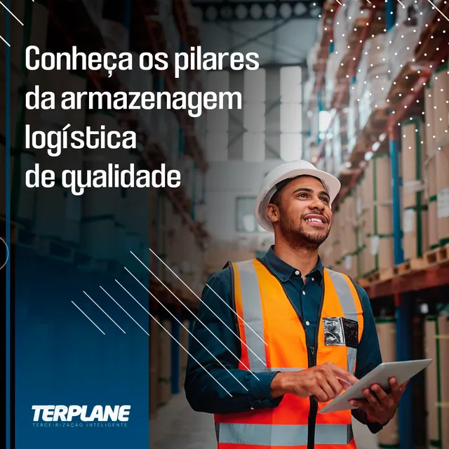 Arte para redes sociais da Terplane: Os pilares da armazenagem logística